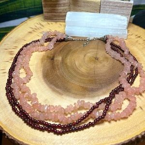 VTG| 925 Rose Quartz & Garnet Necklace💖✨